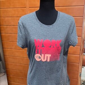 The North Face Women's Gray Tee with Pink Graphic